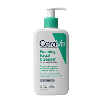CeraVe Foaming Facial Cleanser designed for normal to oily skin